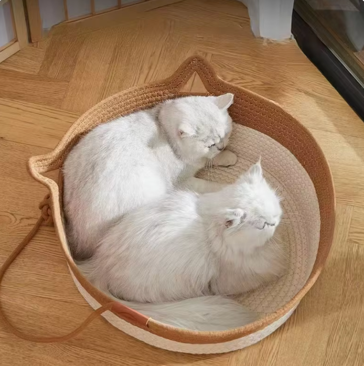 Japanese Round Hand Woven Rattan Cat Beds | BUY BED GET FREE MAT NOW!