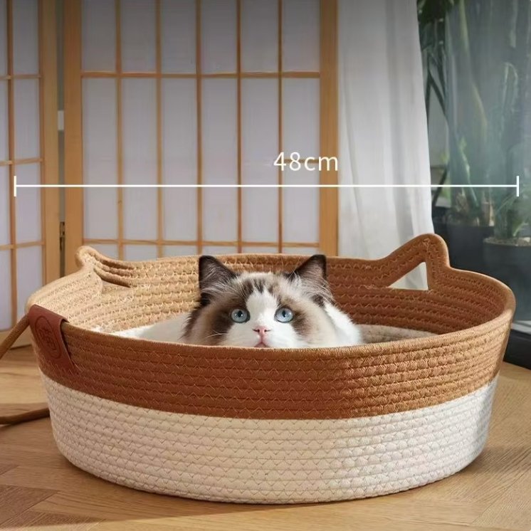 Japanese Round Hand Woven Rattan Cat Beds | BUY BED GET FREE MAT NOW!