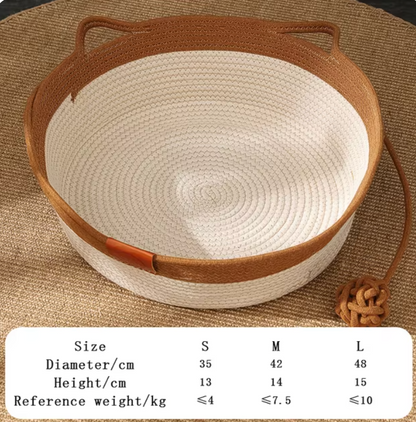 Japanese Round Hand Woven Rattan Cat Beds | BUY BED GET FREE MAT NOW!