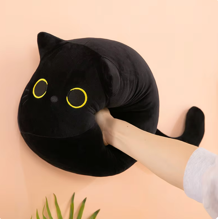 Black cat pillow plush doll