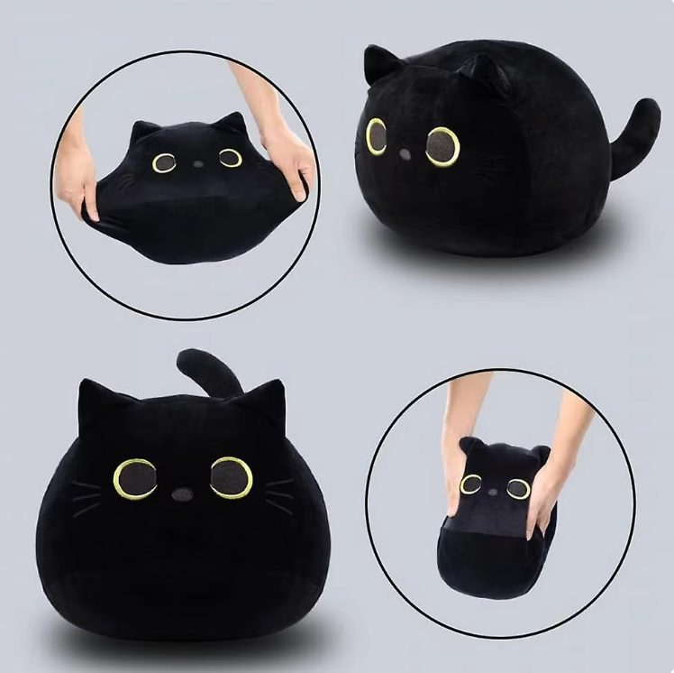 Black cat pillow plush doll