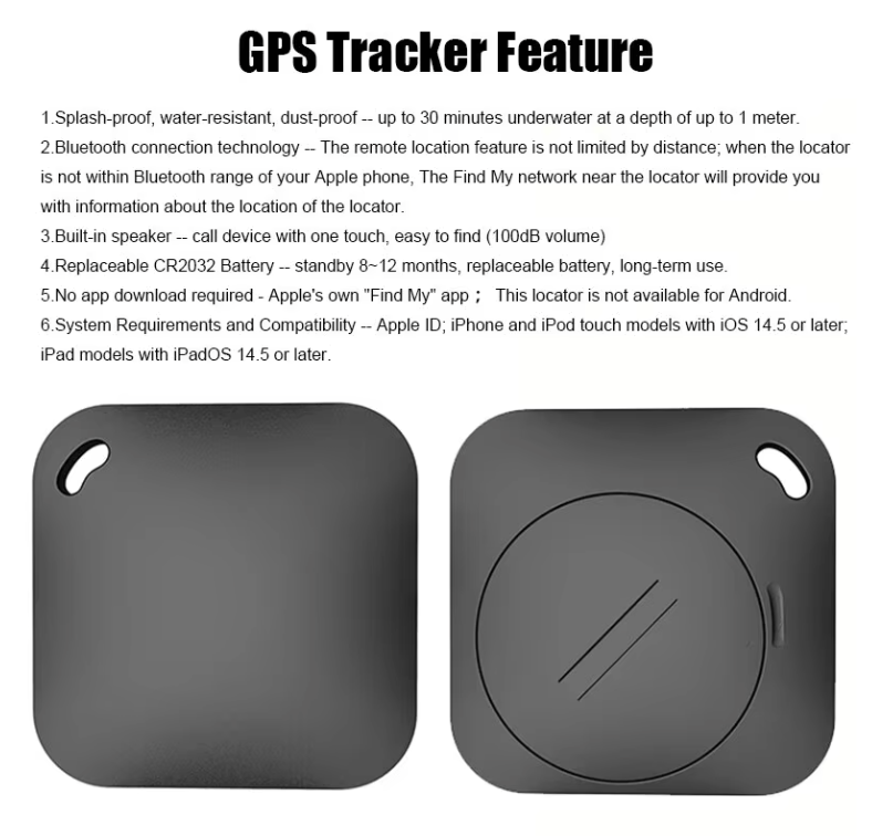 Smart Bluetooth GPS Tracker Work with Apple Find My APP ITag Anti Car Key Pet Kids Finder